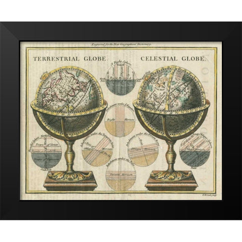 Antique Globes Black Modern Wood Framed Art Print by Wild Apple Portfolio