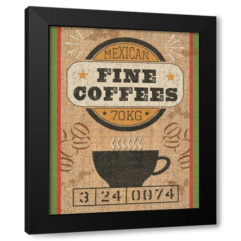 Coffee Sack III Black Modern Wood Framed Art Print with Double Matting by Pela Studio