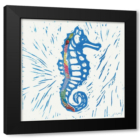 Sea Creature Sea Horse Color Black Modern Wood Framed Art Print with Double Matting by Prahl, Courtney