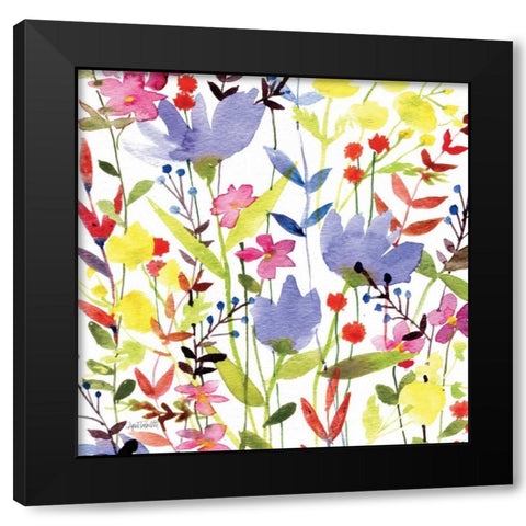 Annes Flowers Crop I Black Modern Wood Framed Art Print with Double Matting by Tavoletti, Anne