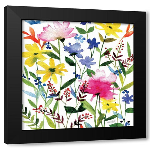 Annes Flowers Crop II Black Modern Wood Framed Art Print with Double Matting by Tavoletti, Anne