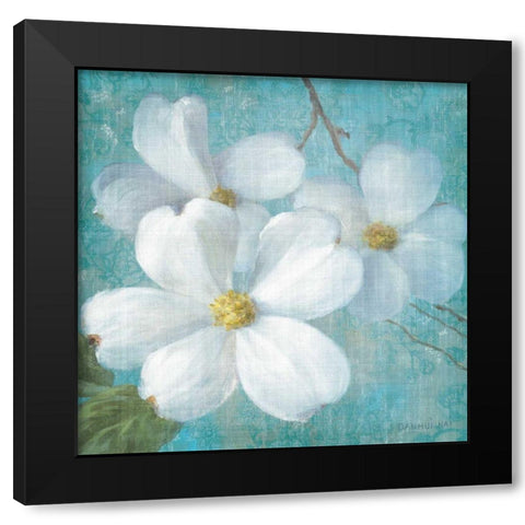 Indiness Blossom Square Vintage III Black Modern Wood Framed Art Print by Nai, Danhui