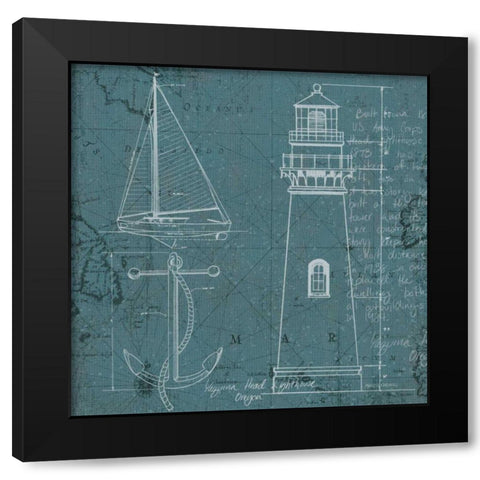 Coastal Blueprint IV Black Modern Wood Framed Art Print with Double Matting by Fabiano, Marco