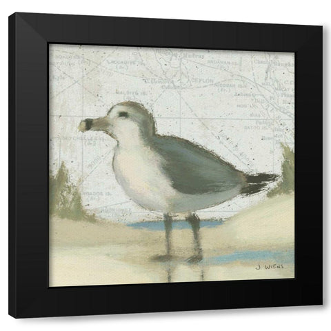 Beach Bird II Black Modern Wood Framed Art Print with Double Matting by Wiens, James