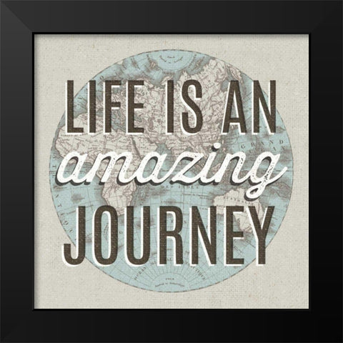 French World Map Inspiration Amazing Journey Black Modern Wood Framed Art Print by Wild Apple Portfolio