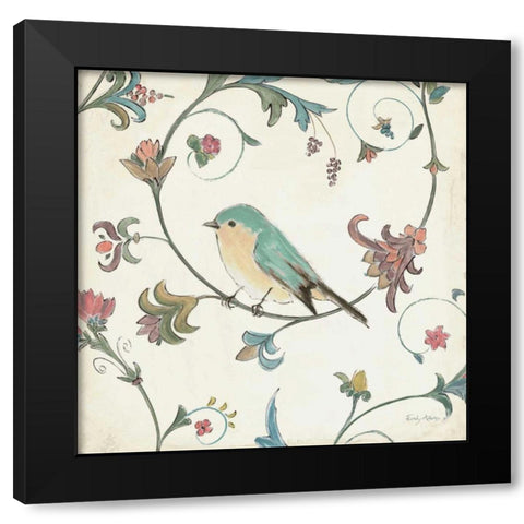 Birds Gem II Black Modern Wood Framed Art Print with Double Matting by Adams, Emily