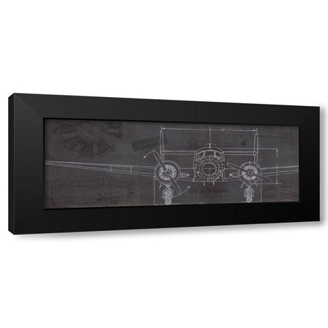 Plane Blueprint IV Black Modern Wood Framed Art Print with Double Matting by Fabiano, Marco