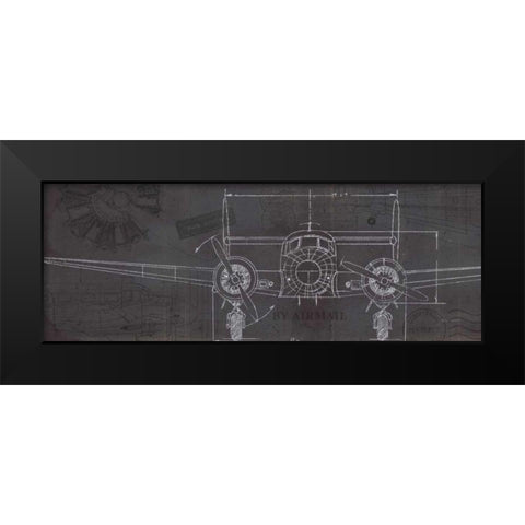 Plane Blueprint IV Black Modern Wood Framed Art Print by Fabiano, Marco