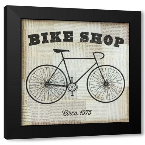 Bike Shop Black Modern Wood Framed Art Print by Mullan, Michael