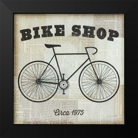 Bike Shop Black Modern Wood Framed Art Print by Mullan, Michael