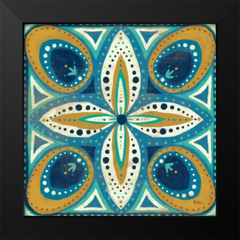 Proud as a Peacock Tile II Black Modern Wood Framed Art Print by Charron, Veronique