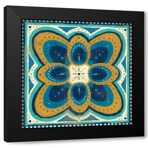 Proud as a Peacock Tile III Black Modern Wood Framed Art Print by Charron, Veronique