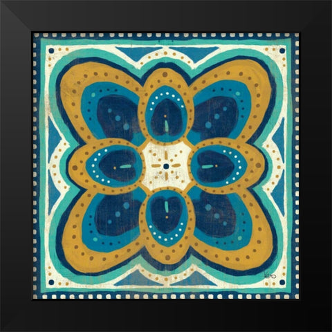 Proud as a Peacock Tile III Black Modern Wood Framed Art Print by Charron, Veronique