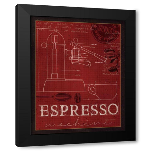Coffee Blueprint IV v2 Black Modern Wood Framed Art Print with Double Matting by Fabiano, Marco