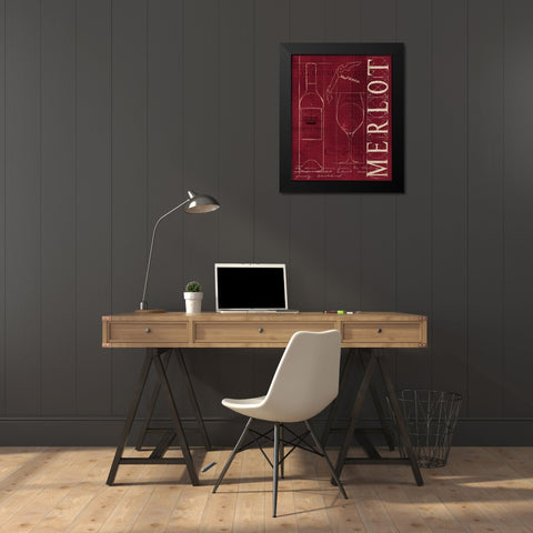 Wine Blueprint II v2 Black Modern Wood Framed Art Print by Fabiano, Marco