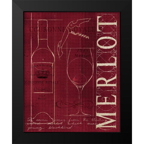Wine Blueprint II v2 Black Modern Wood Framed Art Print by Fabiano, Marco