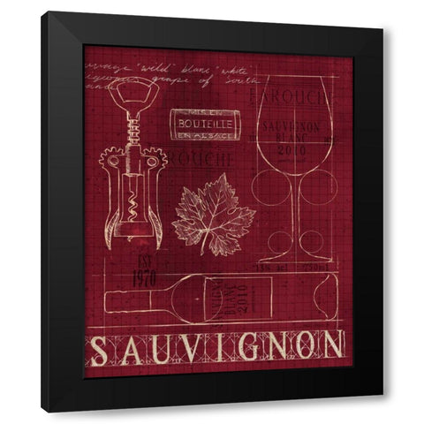 Wine Blueprint IV v2 Black Modern Wood Framed Art Print by Fabiano, Marco