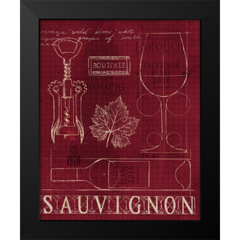 Wine Blueprint IV v2 Black Modern Wood Framed Art Print by Fabiano, Marco