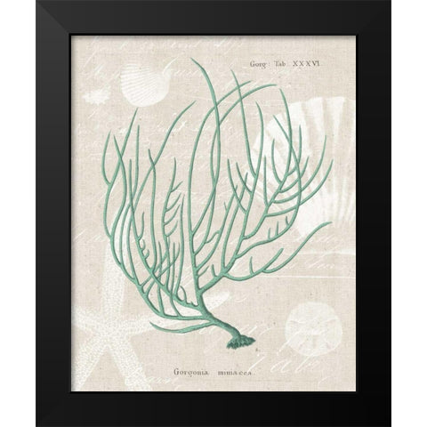 Gorgonia Miniacea on Linen Sea Foam Black Modern Wood Framed Art Print by Wild Apple Portfolio