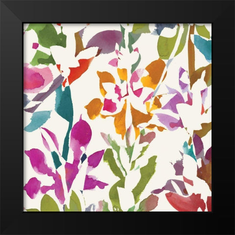 Pink Garden Square III White Black Modern Wood Framed Art Print by Wild Apple Portfolio