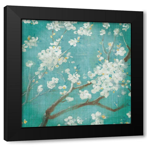 White Cherry Blossoms I Black Modern Wood Framed Art Print by Nai, Danhui