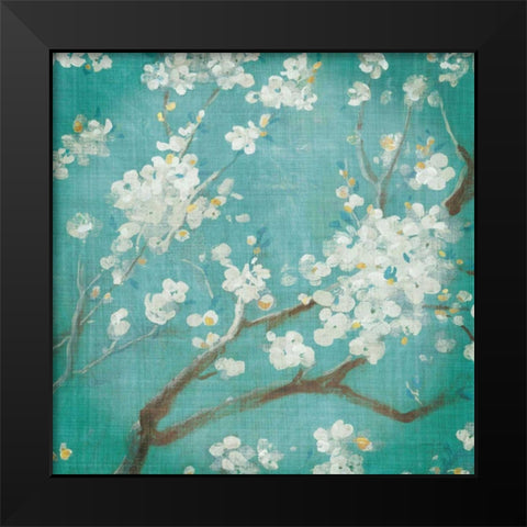 White Cherry Blossoms I Black Modern Wood Framed Art Print by Nai, Danhui