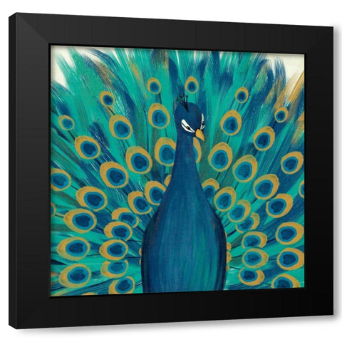 Proud as a Peacock I Black Modern Wood Framed Art Print with Double Matting by Charron, Veronique