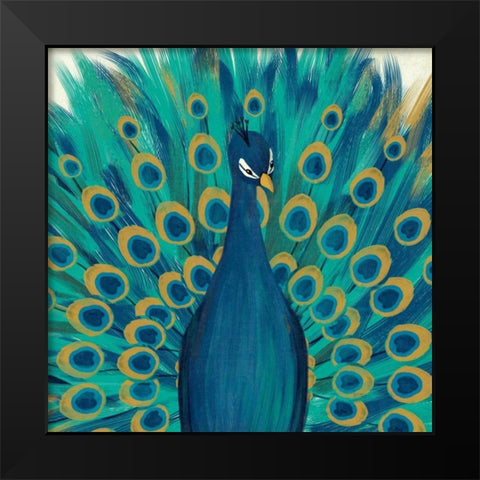 Proud as a Peacock I Black Modern Wood Framed Art Print by Charron, Veronique