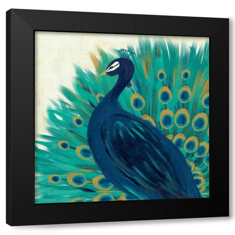 Proud as a Peacock II Black Modern Wood Framed Art Print by Charron, Veronique