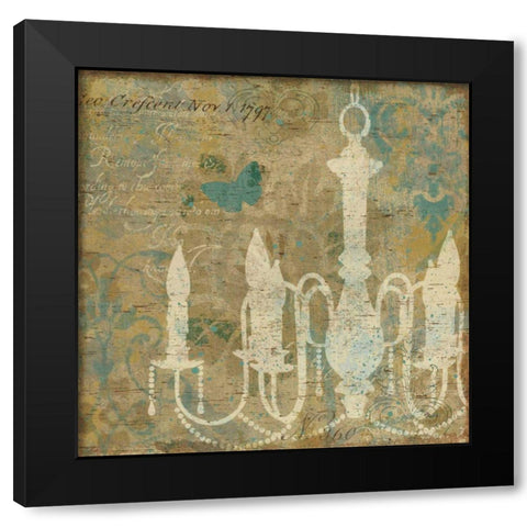 Faded Ornate II Aqua Black Modern Wood Framed Art Print by Pela Studio
