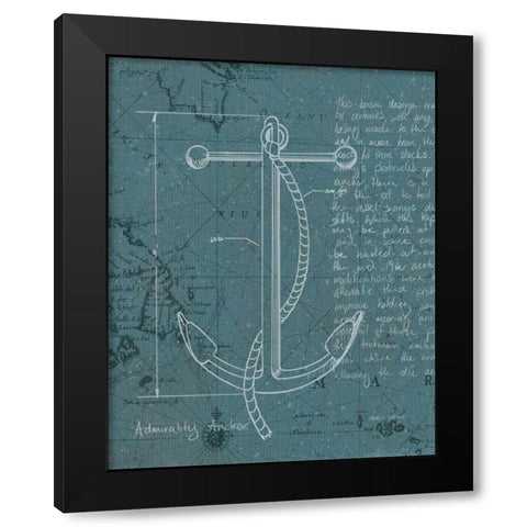 Coastal Blueprint VIII Dark  Black Modern Wood Framed Art Print with Double Matting by Fabiano, Marco