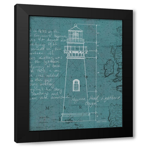 Coastal Blueprint VII Black Modern Wood Framed Art Print with Double Matting by Fabiano, Marco