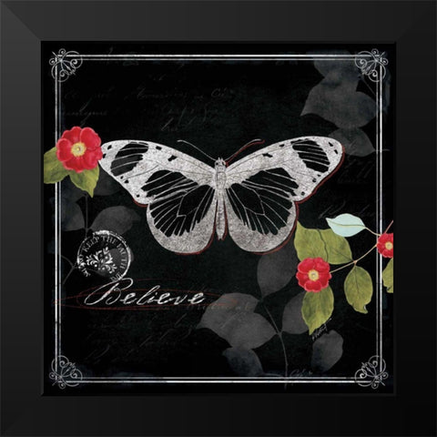 Chalkboard Wings II Black Modern Wood Framed Art Print by Pertiet, Katie