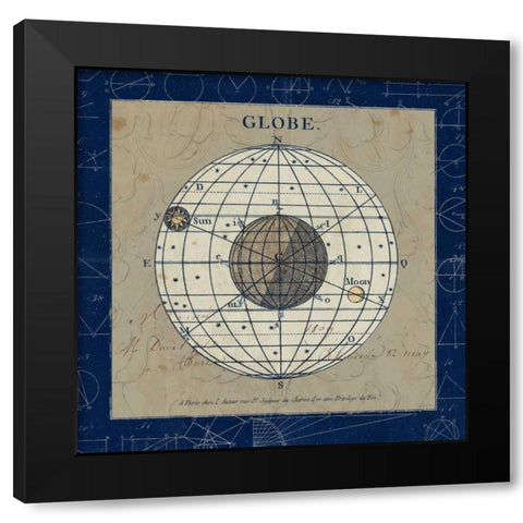 Globe Blue Black Modern Wood Framed Art Print with Double Matting by Schlabach, Sue