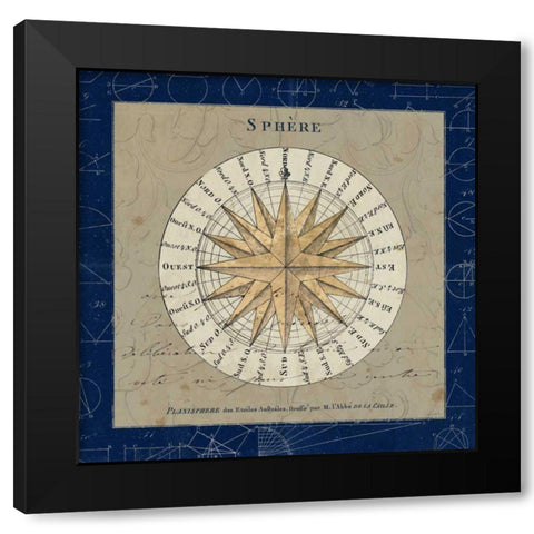 Sphere Compass Blue Black Modern Wood Framed Art Print by Schlabach, Sue