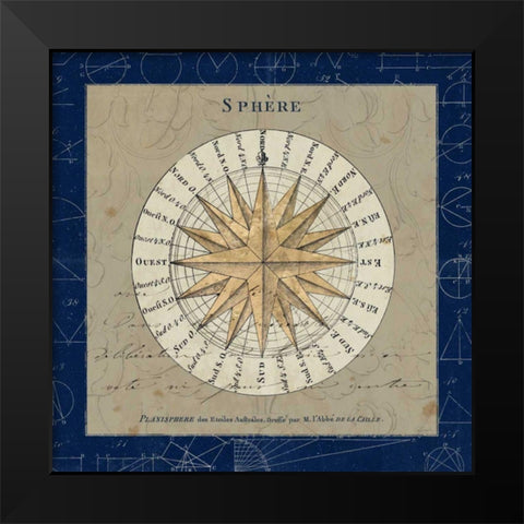 Sphere Compass Blue Black Modern Wood Framed Art Print by Schlabach, Sue