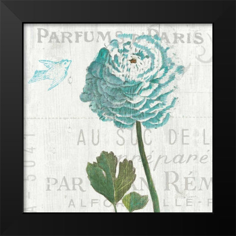 Floral Messages on Wood II Blue Black Modern Wood Framed Art Print by Schlabach, Sue