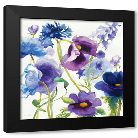 Blue and Purple Mixed Garden I Black Modern Wood Framed Art Print with Double Matting by Novak, Shirley