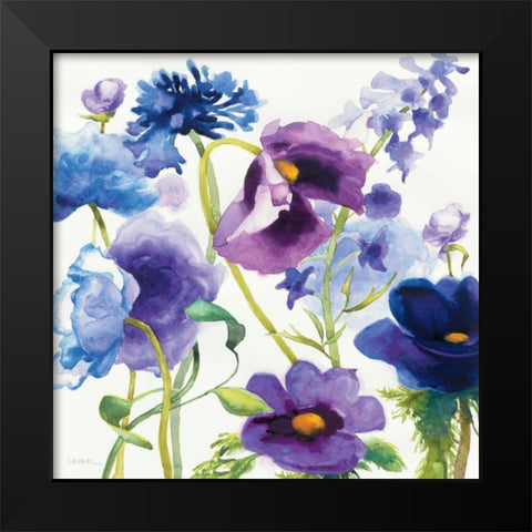 Blue and Purple Mixed Garden I Black Modern Wood Framed Art Print by Novak, Shirley