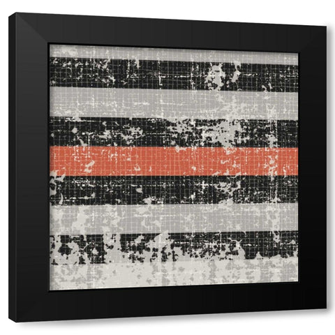 Geometric Patchwork Puree Pumpkin Square III Black Modern Wood Framed Art Print with Double Matting by Pela Studio