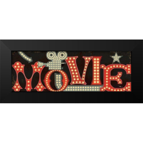 Movie Lights II Black Modern Wood Framed Art Print by Pela Studio