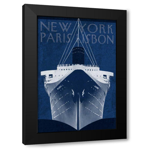 Passage Atlantique Blueprint Black Modern Wood Framed Art Print by Wild Apple Portfolio