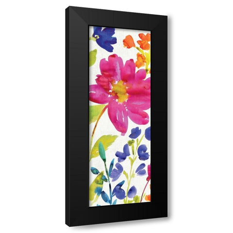 Floral Medley Panel I Black Modern Wood Framed Art Print by Wild Apple Portfolio