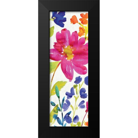 Floral Medley Panel I Black Modern Wood Framed Art Print by Wild Apple Portfolio