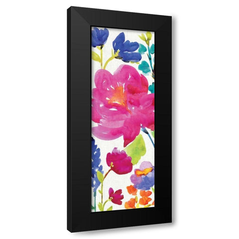 Floral Medley Panel II Black Modern Wood Framed Art Print by Wild Apple Portfolio