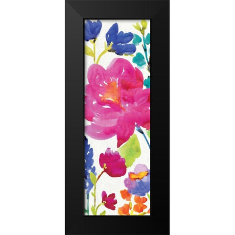 Floral Medley Panel II Black Modern Wood Framed Art Print by Wild Apple Portfolio