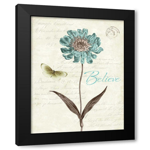 Slated Blue IV Believe Black Modern Wood Framed Art Print by Pertiet, Katie