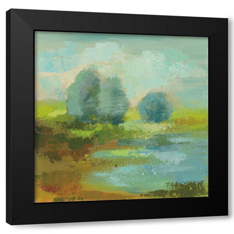Windsor Blue Field I Black Modern Wood Framed Art Print with Double Matting by Vassileva, Silvia