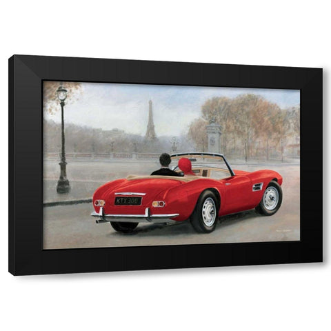 A Ride in Paris III Red Car Black Modern Wood Framed Art Print by Fabiano, Marco