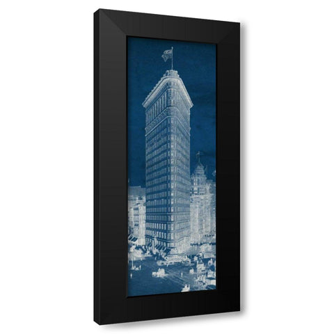 Flat Iron 1909 Blueprint Panel Black Modern Wood Framed Art Print by Wild Apple Portfolio